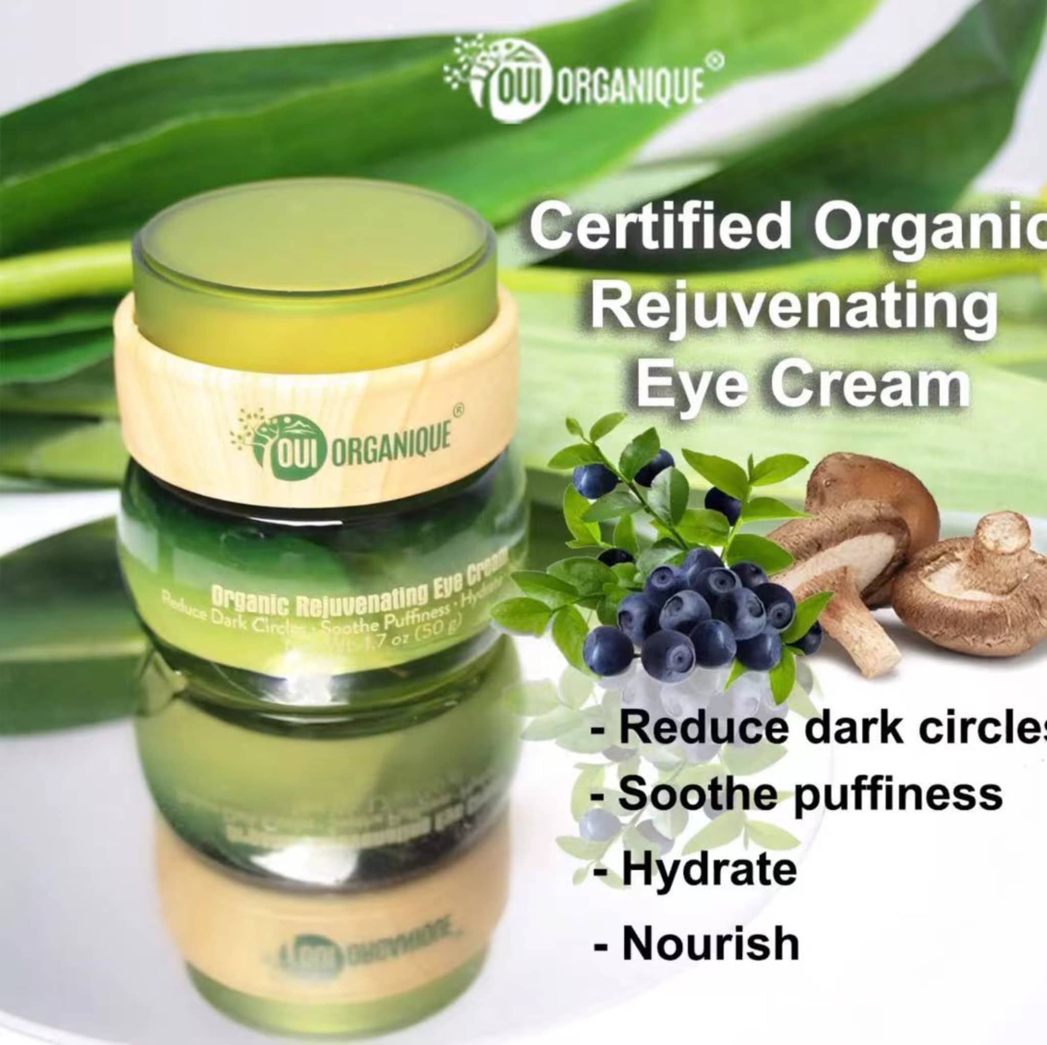 OUI ORGANIQUE Dark circle fine line botanical eye cream made in USA